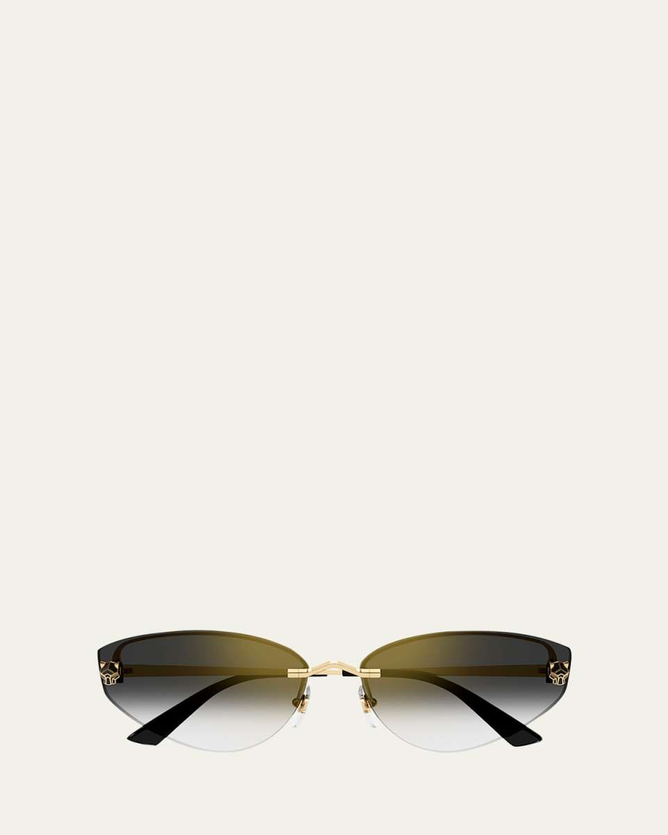 Rimless Panther Metal Alloy Cat-Eye Sunglasses